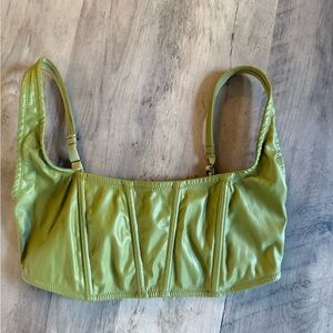 Green Faux Leather Urban Outfiters Bra Top